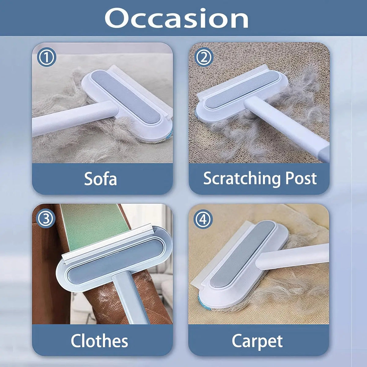 Ultimate 4-In-1 Pet Hair Removal Tool - Effortlessly Clean Your Couch, Car, and Carpets from Cat Hair